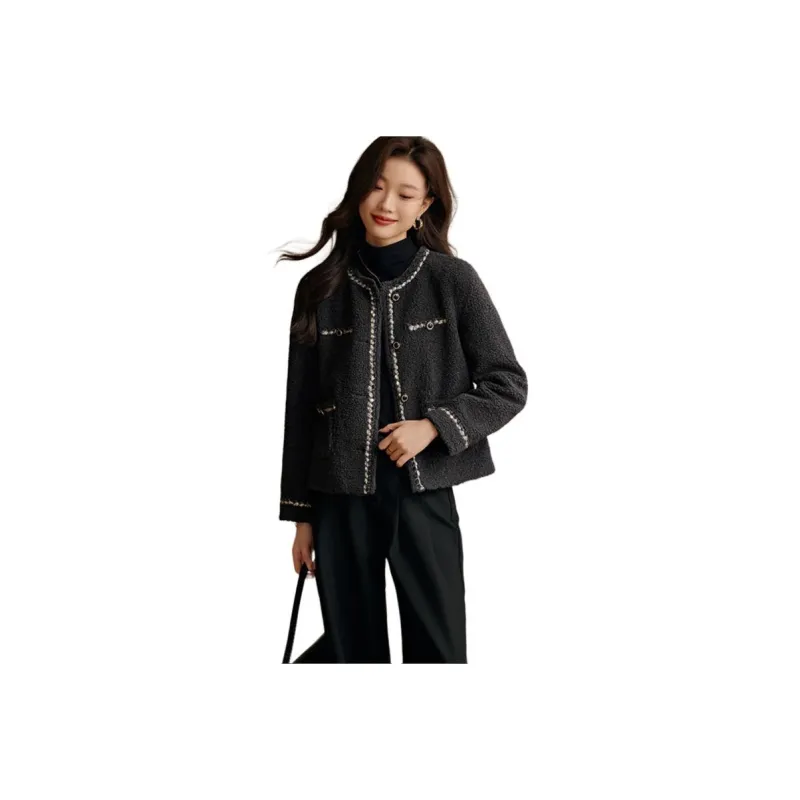 Mo Han Yi Mei Velvet feel Coat Women's Medium Gray-0