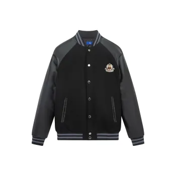 LESS BEARS Baseball Jacket Unisex Black