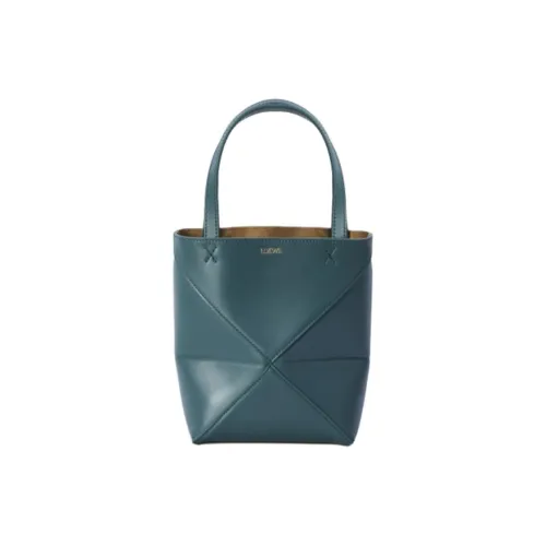 LOEWE Puzzle Fold Calfskin Tote Bag, Shopping Bag, Shoulder Bag, Handbag Mini Women's Green