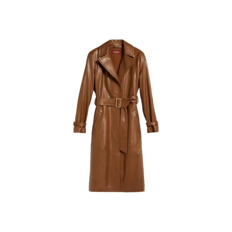 MaxMara Studio Leather Jacket Women's Brown-0