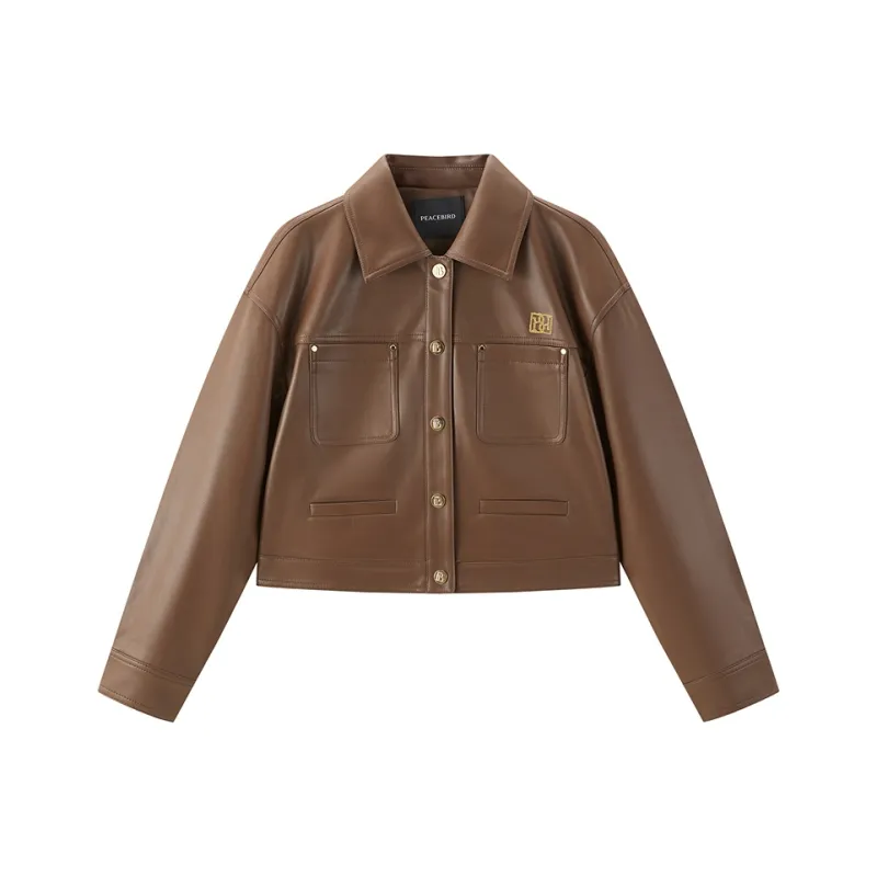 PEACEBIRD Leather Jacket Women's-0