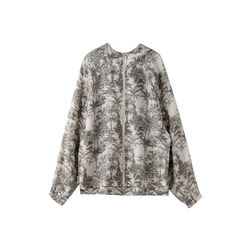 To The West Cropped Coat Women's Coconut Tree Flower-0