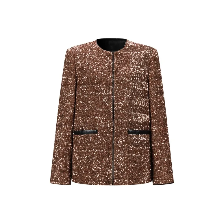 Three Quarters Cropped Coat Women's Brown-0