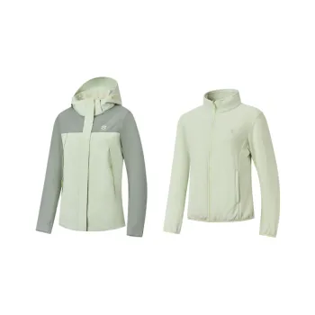 QIAODAN Mountain God Series Windbreaker Jackets Women's Aqua Brocade Green/Slate Green