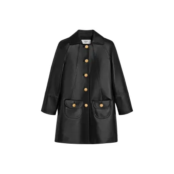 CELINE Coat With Claudine Collar In Soft Lambskin