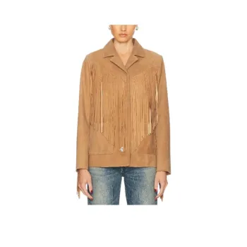LOVESHACKFANCY Leather Jacket Women's Camel