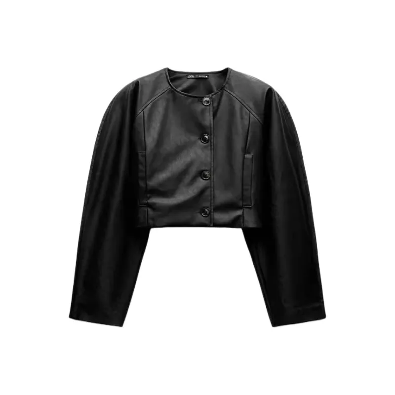 ZARA Leather Jacket Women's Black-0