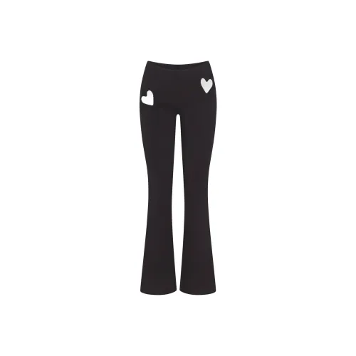 SKIMS Valentine's Day Collection SS25 COTTON JERSEY HEART FLARE LEGGING Casual Pants Women's SOOT/Smoke Gray