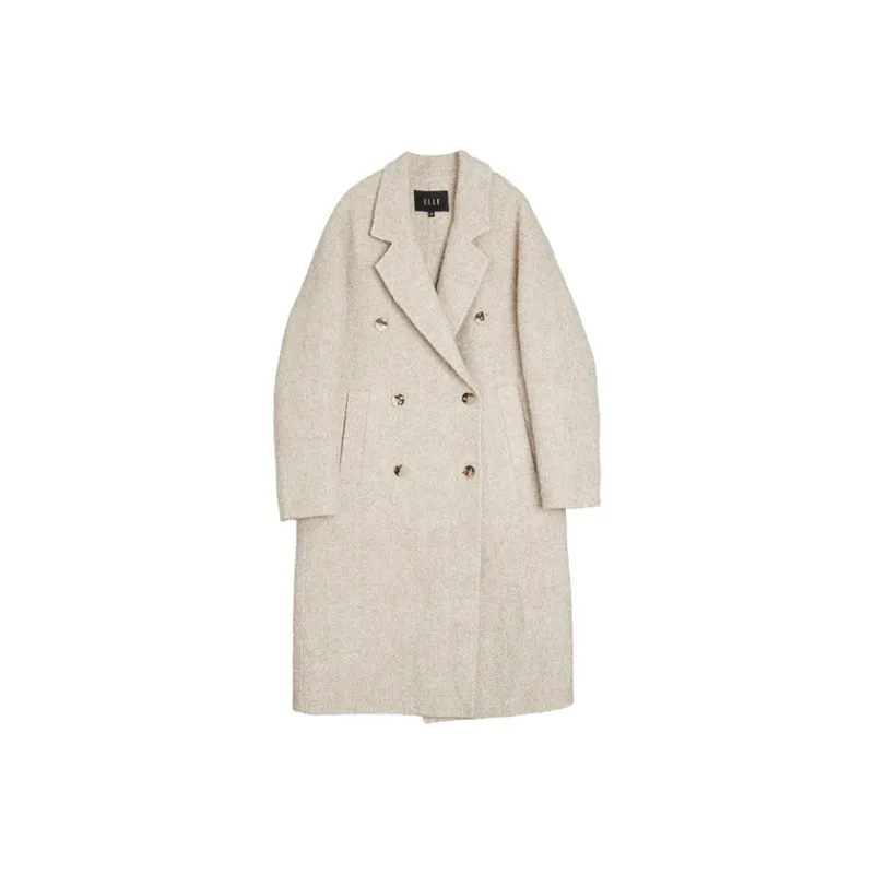 ELLE Coats Women's Beige Coffee-0