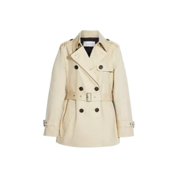 COACH Solid Short Trench Trench Coat Women's Ecru