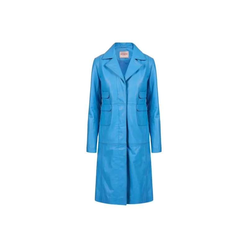 Iceberg Leather Jacket Women's Cobalt Blue-0