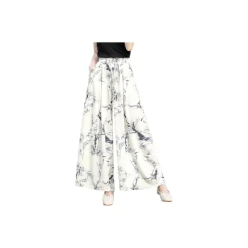 Cypress House Casual Pants Women's White Base With Gray Purple Leaves