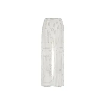 TOTEME Monogram Embroidered Wide-Leg Trousers