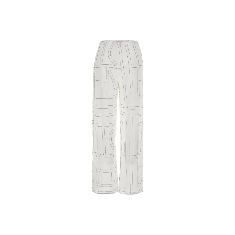 TOTEME Monogram Embroidered Wide-Leg Trousers-0