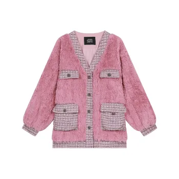 ELF SACK Coats Women's Fluffy Pink