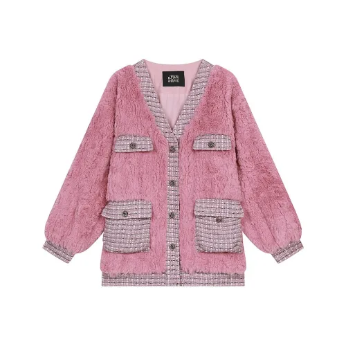 ELF SACK Coats Women's Fluffy Pink