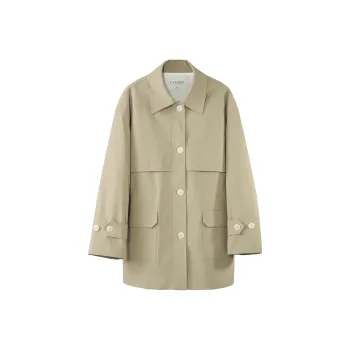 Fstudio Early Spring Korean Style Vintage Premium Trench Coat Women's Khaki