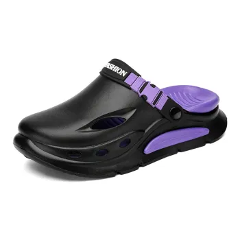 BEAR UNION Home Slippers Black Purple
