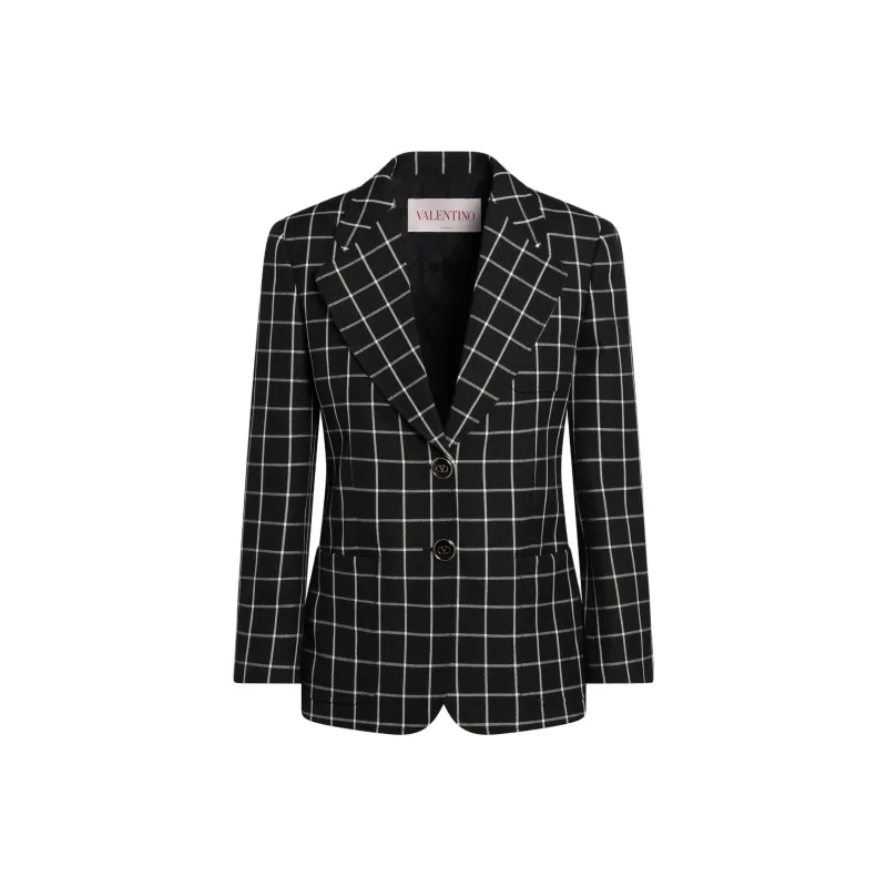 Valentino Checked Single Breasted Jacket-0