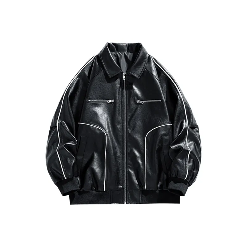 MASGLO Leather Jacket Spring And Fall Season Unisex-4