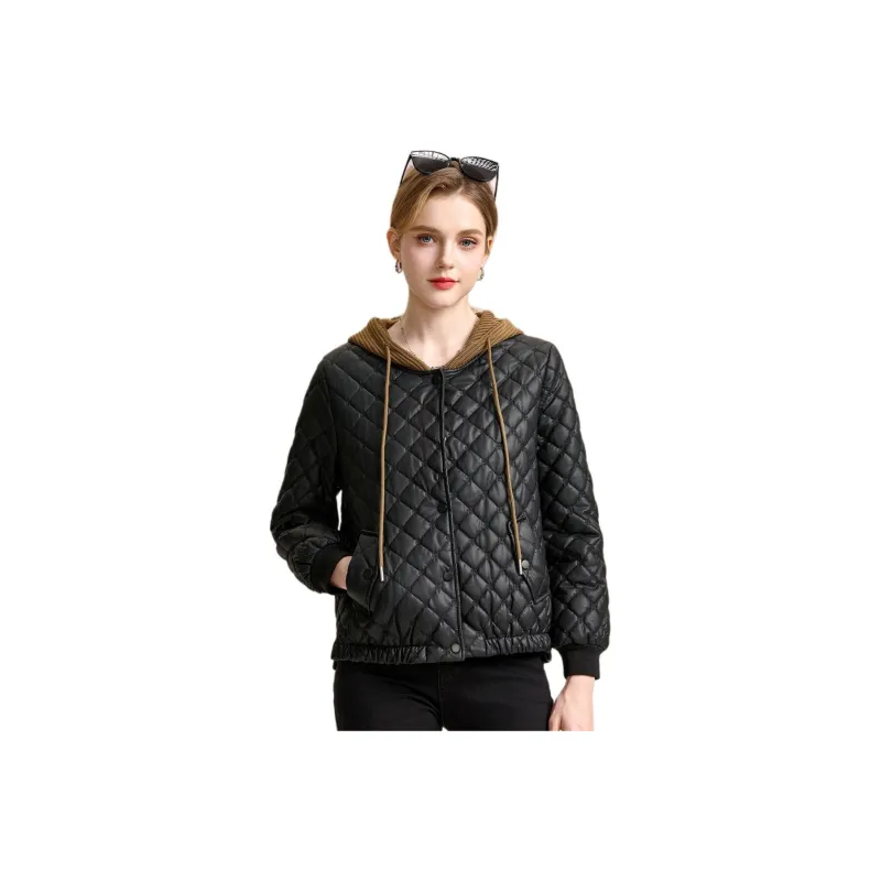 FENHONGMALI Puffer Jacket Women's Black-0