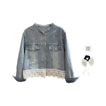 PAVEA Denim Jacket Women's Blue+Hair Tie Comes With