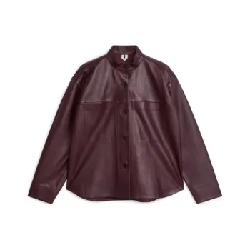 ARKET Leather Jacket Women's Deep Red