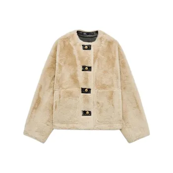 ZARA ZW Series Velvet feel Coat Women's Raw White