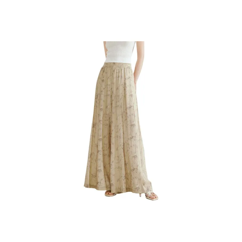 Hopeshow Casual Pants Women's Camel Flower-0