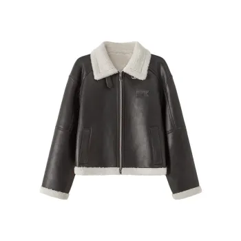 NO ONE ELSE Leather Jacket Women's Black