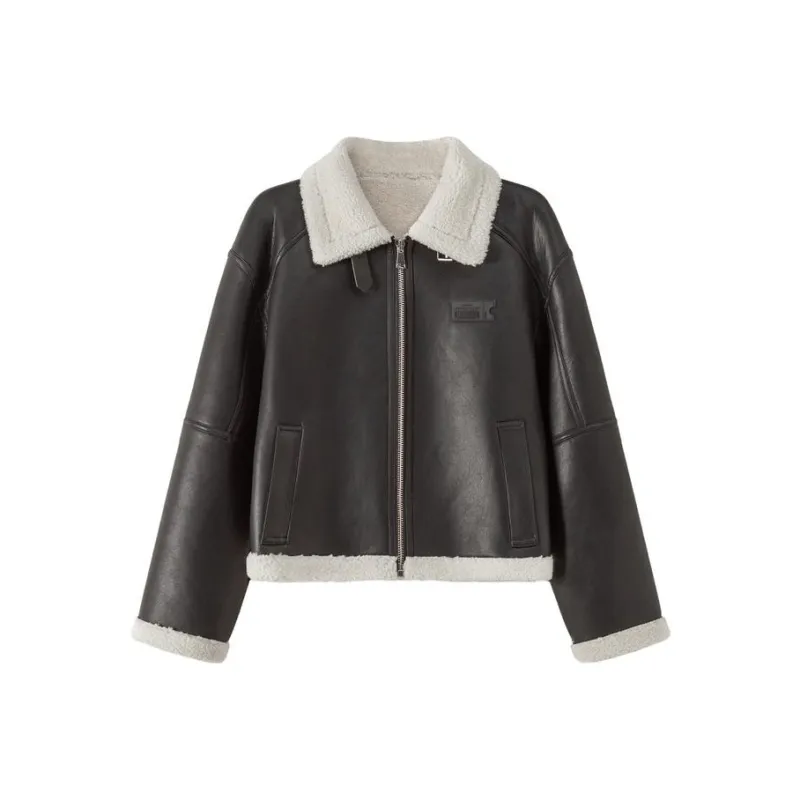 NO ONE ELSE Leather Jacket Women's Black-0