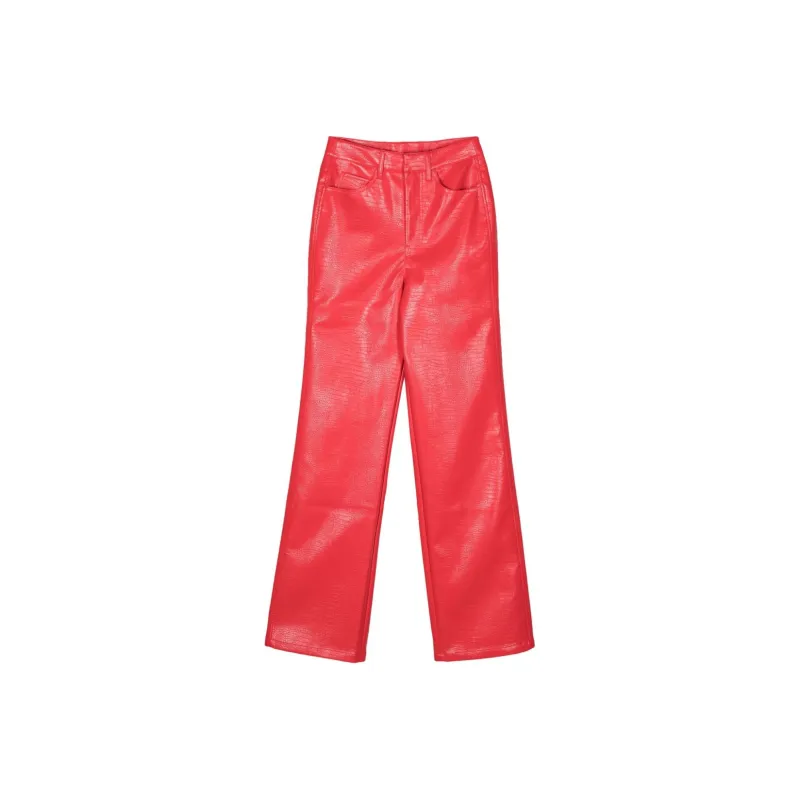 Rotate Faux leather Straight leg Trousers-0