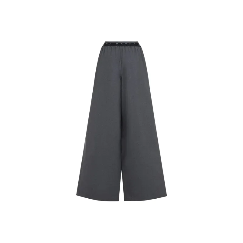 MARNI Logo Band Wide Leg Trousers-0