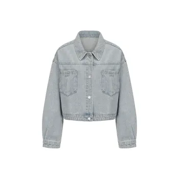 CHIWAWAMEME Denim Jacket Women's Light Blue