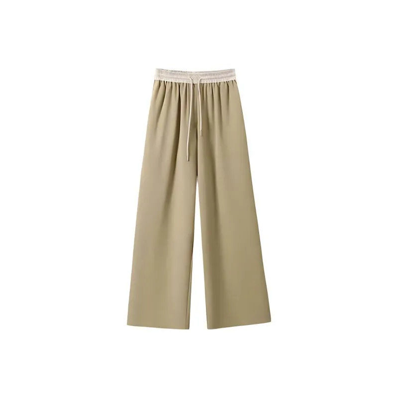 SHUXI Casual Pants Women's Salty Milk Tea Brown Coffee-0