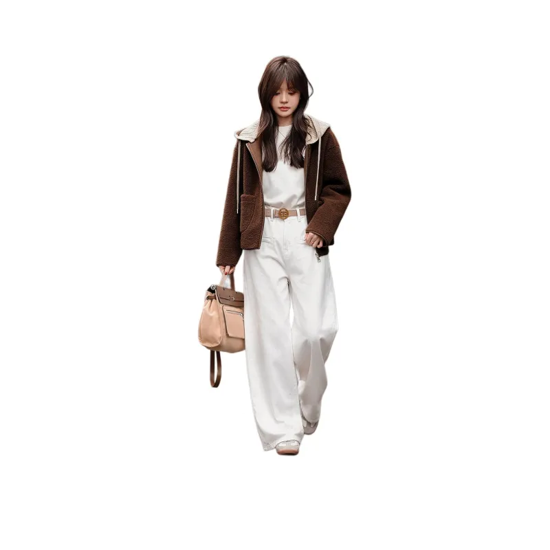 Mo Han Yi Mei Velvet feel Coat Women's Coffee-0