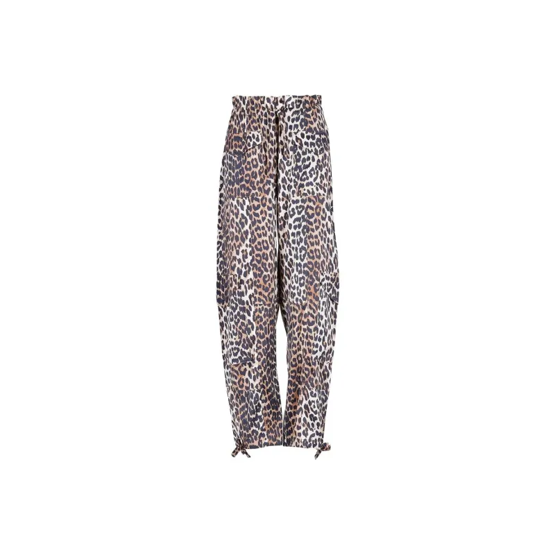 GANNI Leopard Printed Drawstring Trousers-0