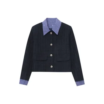 CHARM PICK Cropped Coat Women's Navy Blue