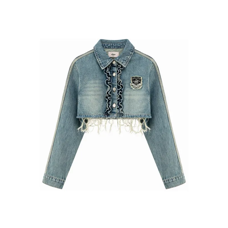 CHUU Cropped Coats Women's Medium Denim Blue-0