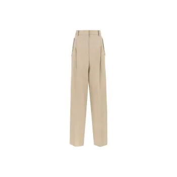 Lanvin High Waist Wide Leg Gabardine Trousers