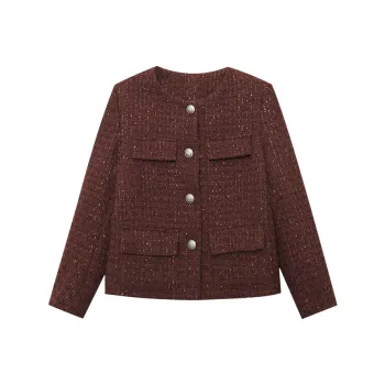 CHARM PICK Cropped Coats Women's Coffee