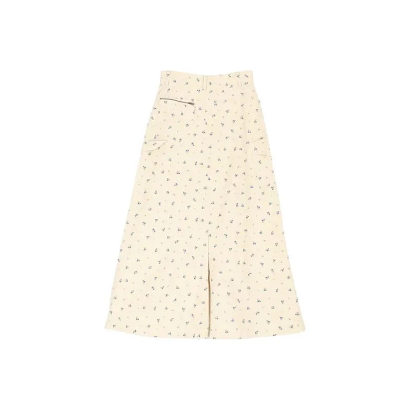 FREAK'S STORE Denim Long Skirt Women's Printing Pattern-1