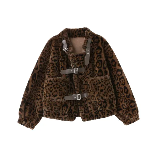 WELKIN&WZWJ Velvet-feel Coat Women's Leopard Print