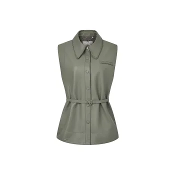 RARE Leather Jacket Women's Gray Green