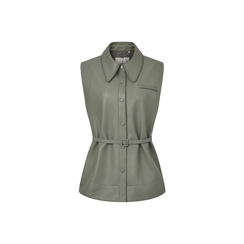 RARE Leather Jacket Women's Gray Green-0