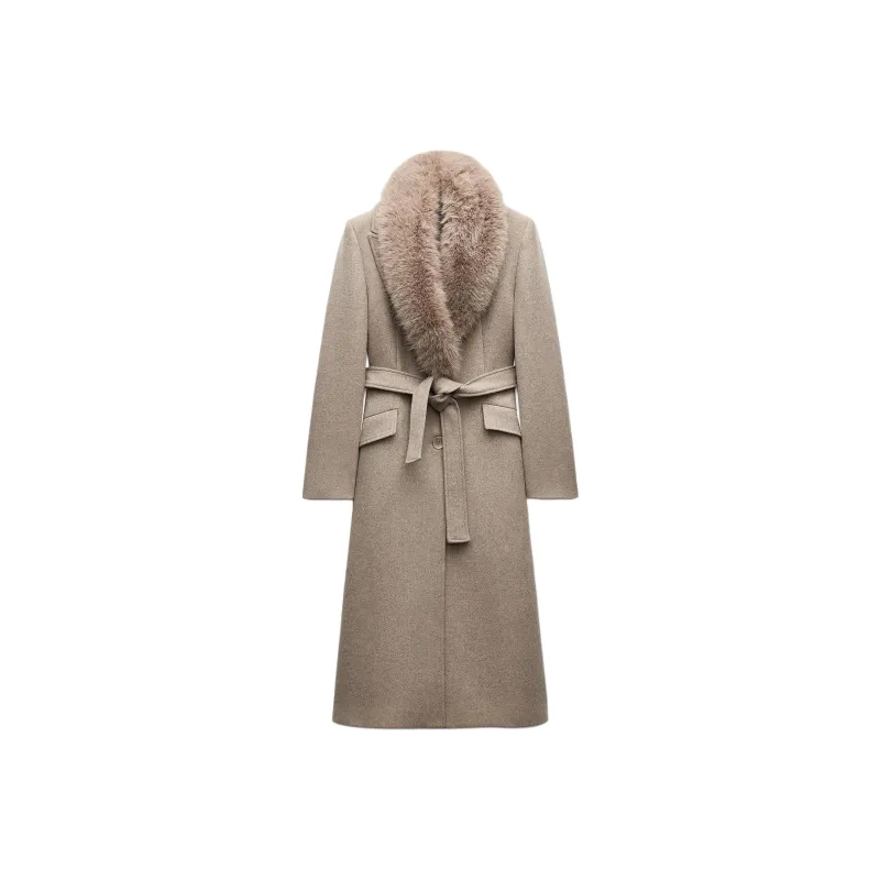 ZARA Coats Women's Light Khaki-0