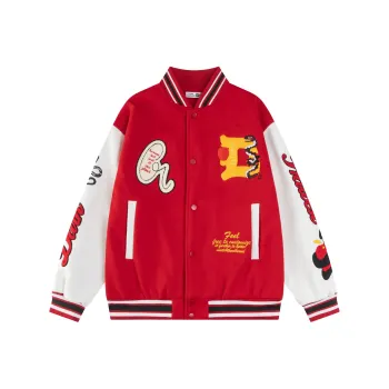 YINLEI Baseball Jacket Unisex Red