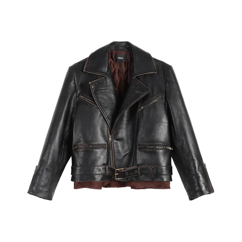 Coco Limited Leather Jacket Women's Vintage Black-0