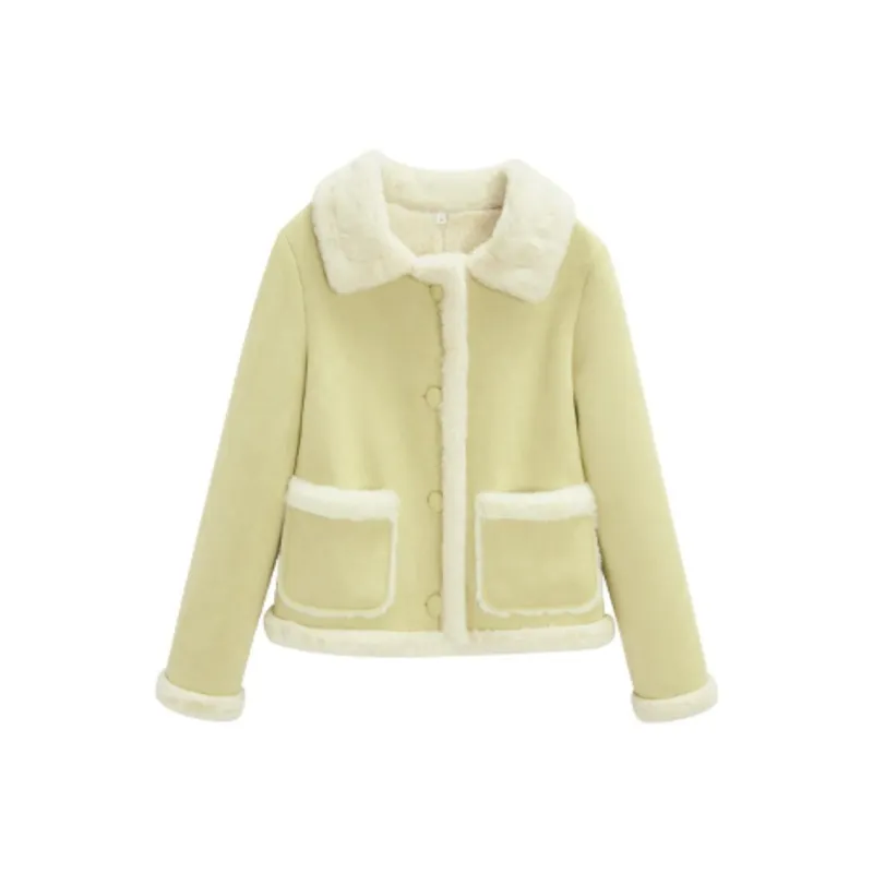 Love To Serve Velvet feel Coat Women's Light Yellow-0