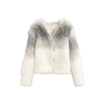 Love To Serve Velvet feel Coat Women's Gray & Apricot